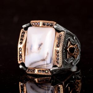 Gerçek Doğal Yemen Akik Taşı Yüzüğü - 925 Ayar Gümüş Yüzük - Görsel 5