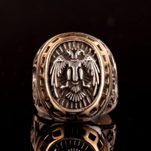 Sterling Gümüş Erkek Yüzük - Çift Kartal Bizans İmparatorluğu Yüzüğü - Görsel 2