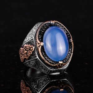 Chalcedon Taşlı Yüzük - 925 Ayar Gümüş Yüzük - Görsel 6