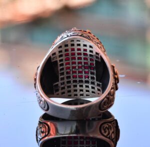 Erkekler için Doğal Yakut Taşlı Yüzük, 925 Ayar Gümüş El Yapımı Vintage Tarzı, Şifa Kristali Takı - Görsel 5