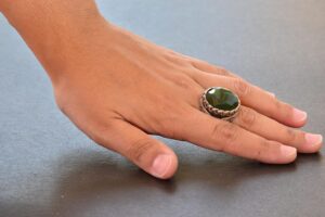 Gerçek Doğal Yeşim Taşı, Ham Taş, Erkekler için 925 Ayar Gümüş Yüzük - Görsel 6