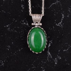 Gerçek Doğal Taş Kolye - 925 Ayar Gümüş Kolye (Jade) - Görsel 4