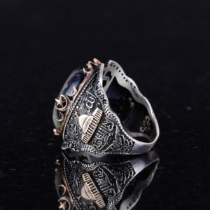 Doğal Göz Taşlı Yüzük - Canlı 925 Ayar Katı Gümüş Erkek Yüzüğü - Görsel 6