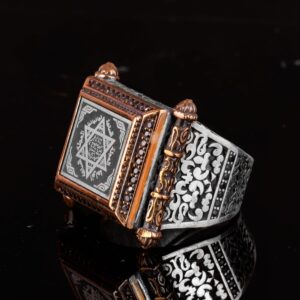 Kabbalah Yüzüğü, Davud'un Yıldızı Yüzüğü, Süleyman Mührü Yüzüğü, Erkek Sterlin Gümüş İslami Yüzük - Görsel 4