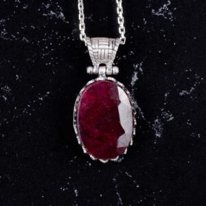 Gerçek Doğal Taş Kolye - 925 Ayar Gümüş Kolye (Yakut) - Görsel 4