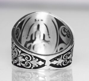 El Yapımı Gümüş Erkek Yüzük | Şık İslami Hat Sanatı | Allah Yazısı Tasarımı - Görsel 6