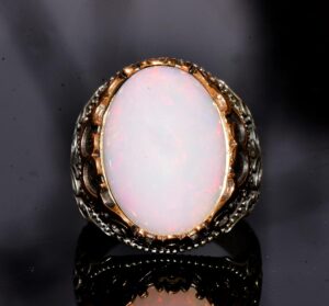 Avustralya Opali Gerçek Doğal Taş Yüzük - 10.00 Karat - Erkek Yüzüğü - 925 Ayar Gümüş Yüzük - Görsel 5