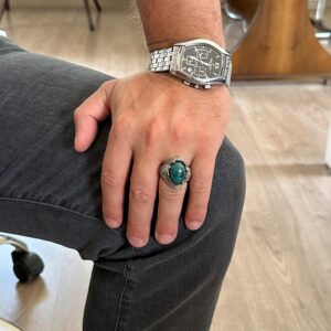 Gerçek Doğal Taş Yüzük - El Yapımı 925 Ayar Gümüş Yüzük (Azurit) - Görsel 3