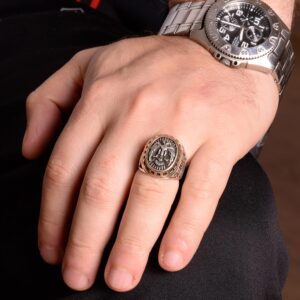 Sterling Gümüş Erkek Yüzük - Çift Kartal Bizans İmparatorluğu Yüzüğü - Görsel 3