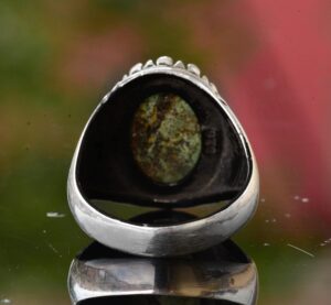 Gerçek Arizona Yeşil Turkuaz Taşı Yüzük, 925 Ayar Gümüş Yüzük Erkekler İçin - Görsel 8