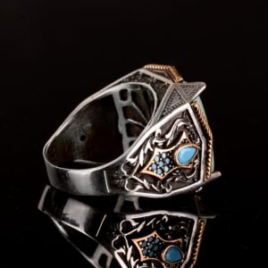 Gerçek Doğal Amazonit Taşı Yüzük, 925 Ayar Gümüş Yüzük, Oval Amazonit Yüzük - Görsel 7