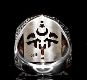 Erkekler için Gümüş Yüzük - David Yıldızı Tılsımı ile Yazılı Yüzük - Görsel 8