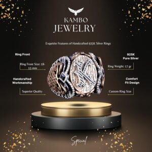 Monogram Kişiye Özel Harf Yüzüğü - 925K Sert Gümüş Yüzük Erkekler İçin - Özel El Yapımı Gümüş Erkek Takısı - Görsel 5