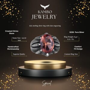 Sterling Gümüş Pençe Yüzük - Oluşturulmuş Yapay Sultanit Taşı ile El Yapımı Yüzük, Terazi Denge ve Uyum için - Görsel 2