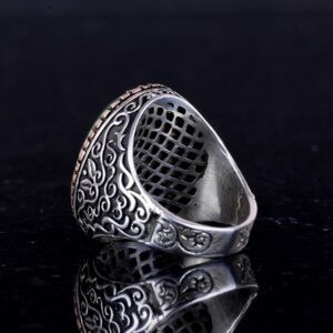 925 Ayar Gümüş Erkek Yüzük, Büyük Yüzük (Açık Yeşil Kedi Gözü Taş) - Görsel 7