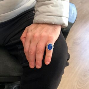Erkekler için Lüks 925 Ayar Gümüş Yapay Taş Yüzükler - Farklı ve Çeşitli Koleksiyon (Lacivert Paraiba Yapay Taşı) - Görsel 3