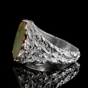 Gerçek Doğal Arizona Turkuaz Taş Yüzük, Erkekler İçin Hediye, 925 Ayar Gümüş Yüzük, Minimalist Yüzük (Stil-1) - Görsel 5