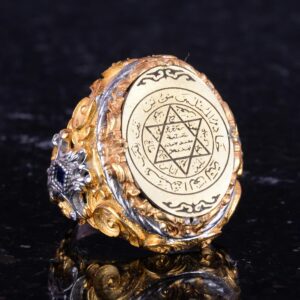 Erkekler için Sterlin Gümüş Davut Yıldızı Yüzük - Süleyman Mührü Tasarımı, Altın Kaplama Yüzük - Görsel 4