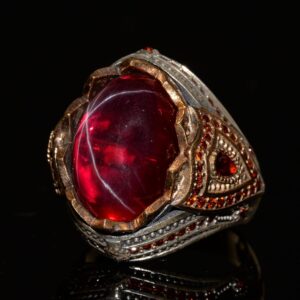 925 Ayar Gümüş Erkek Yüzük, Doğal Yıldız Yakutu ile El Yapımı Tasarım - Görsel 5