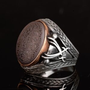 Gerçek Hematit Taş Yüzük, Kılıç Yüzüğü, İslami Gümüş Erkek Yüzüğü, 925 Ayar Gümüş Yüzük - Görsel 5