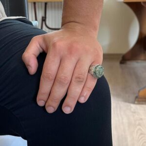 Gerçek Doğal Taş Yüzük - 925 Ayar Gümüş El Yapımı Yüzük (Prehnite) - Görsel 3