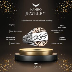 İslami Yüzük Erkek Yüzük, El Yapımı Yüzük, 925 Ayar Gümüş Erkek Yüzük - Görsel 2