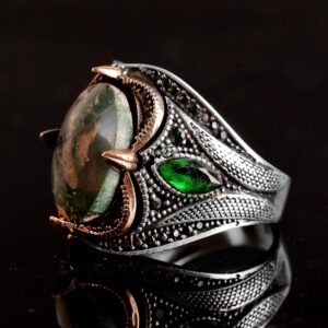 Gerçek Doğal Arizona Turkuaz Taş Yüzük, 925 Ayar Gümüş Yüzük Erkekler İçin, Sultan El Yapımı Yüzük, Stil-1 - Görsel 4