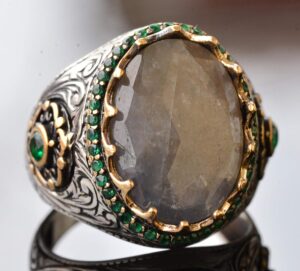 Gerçek Doğal Safir Taşlı Kral Yüzüğü - Erkek 925 Ayar Gümüş Yüzük - Görsel 3