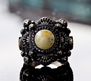 El Yapımı Gerçek Sarı Safir Taşlı Yüzük, Camii Tasarımı, İslami Erkekler için Gümüş Yüzük - Görsel 8
