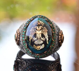 İki Başlı Kartal Yüzüğü, El Yapımı Kral Yüzüğü, 925 Ayar Katı Gümüş Hayvan Yüzüğü Erkekler İçin - Görsel 5