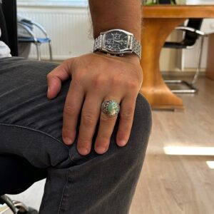 Gerçek Doğal Arizona Turkuaz Taş Yüzük, Cami Detaylı Yüzük, 925 Ayar Gümüş Yüzük (Model-3) - Görsel 3