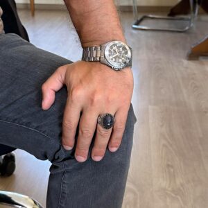 Gerçek Doğal Taş Yüzük - El Yapımı Kartal Yüzüğü - 925 Ayar Gümüş Yüzük (Mavi Safir) - Görsel 3