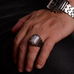 Gerçek Doğal Yemen Akik Taşı Yüzüğü - 925 Ayar Gümüş Yüzük - Görsel 3