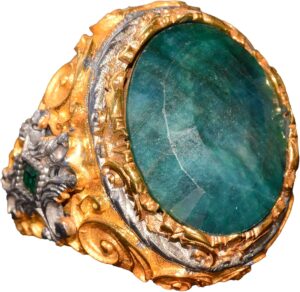 Gerçek Zümrüt Taşlı Yüzük, Zümrüt Yüzük, Katı Sterlin Gümüş Yüzük, Erkek Yüzüğü, Yeşil - Görsel 1