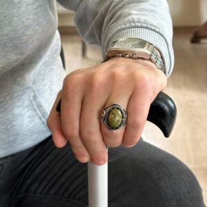 925K Katı Gümüş Erkek Yüzüğü Doğal Taşlarla - El Yapımı Zarafet (Unakite Taşı) - Görsel 3