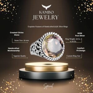 925 Ayar Gümüş Erkek Yüzük - El Yapımı Sentetik Sitrin Taş Yüzük - Modern Tasarım - Görsel 2