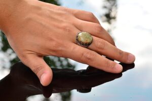 Gerçek Arizona Yeşil Turkuaz Taş Yüzük, 925 Ayar Gümüş Yüzük Erkekler İçin - Görsel 6