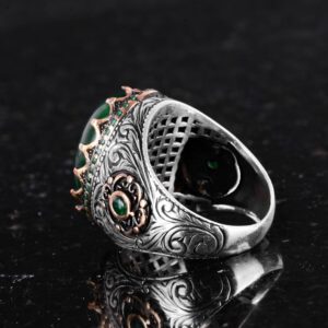 Gerçek Doğal Taş Yüzük - 925 Ayar Gümüş El Yapımı Yüzük (Jade) - Görsel 7