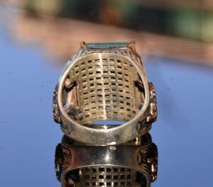 Gerçek Zümrüt Doğal Taş Yüzük, Sultan Yüzüğü, Gümüş Erkek Yüzüğü - Görsel 8