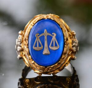 Mavi Taş Erkek Yüzük, Altın Kaplama 925 Ayar Gümüş Terazi Tasarımı - Görsel 5