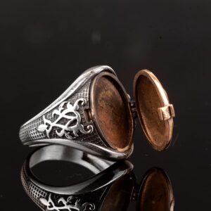 Gizli Kapaklı Yüzük, Kutulu Yüzük, 925 Ayar Gümüş Erkek Yüzük - Görsel 5