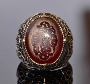 Doğal Akik Taşlı İslami Yüzük - 925 Ayar Gümüş Erkek Takısı - Görsel 5