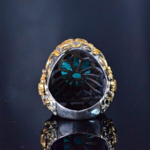 Paraiba Yapay Taşlı Gümüş Yüzük, Rodaj Kaplama Gümüş Yüzük, 925 Ayar Gümüş Yüzük, Stacking Yüzük, Yeşil - Görsel 8