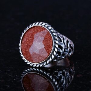 925 Ayar Gümüş Yüzük, Erkek Yüzüğü, Yapay Altın Yıldız Taşlı Gümüş Yüzük - Görsel 5