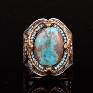 925 Doğal Arizona Turkuaz Taş Yüzük, Oval Sterlin Gümüş Yüzük - Görsel 3
