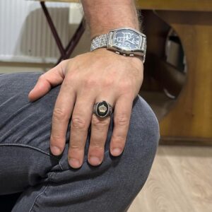 Damgalı Yüzük - Erkek Yüzüğü - 925K Gümüş El Yapımı Erkek Yüzüğü (Bir Krallığın Tacı) - Görsel 3