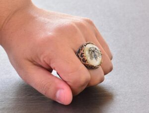 Erkekler için Gümüş İki Başlı Kartal Yüzüğü - İnci ile Ayrıntılı Tasarım - Görsel 7