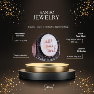 925 Ayar Gümüş Erkek Yüzüğü - Davud Yıldızı Takısı (İslami Hat) - Görsel 2