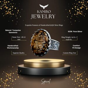 Gerçek Doğal Jasper Taş Yüzük, Büyük Yüzük, El Yapımı Erkek Yüzüğü, 925 Ayar Gümüş Yüzük - Görsel 2