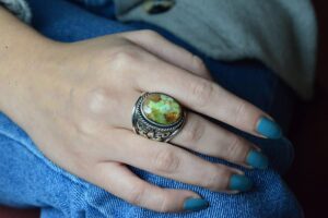 Erkekler için Turkuaz Taş Yüzük, 925 Ayar Gümüş El Yapımı Ejderha Ölçeği Tasarımı, Modern Stil Şifa Kristali Takı (Stil-3) - Görsel 7